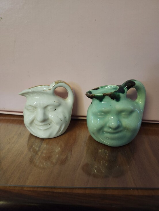 McMasier Other - Vintage Anthropomorphic Man in the Moon Face Pitcher, Small Pitchers Pair